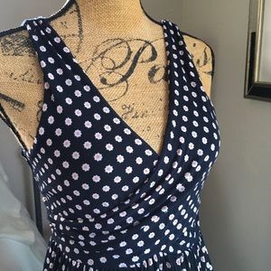 Loft EUC Pink and Black Patterned Tank Dress